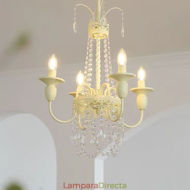 Lámpara de techo de cristal nórdico con pintura color crema