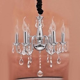 Lámpara colgante de cristal de 6 luces con función de vela
