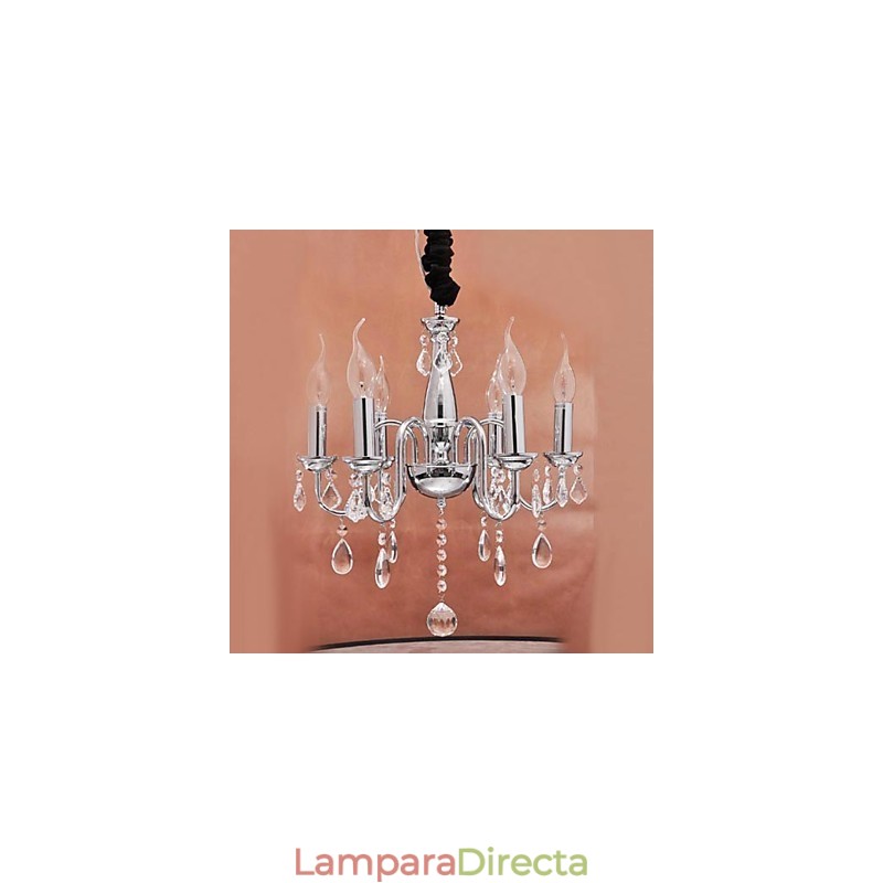 Lámpara colgante de cristal de 6 luces con función de vela