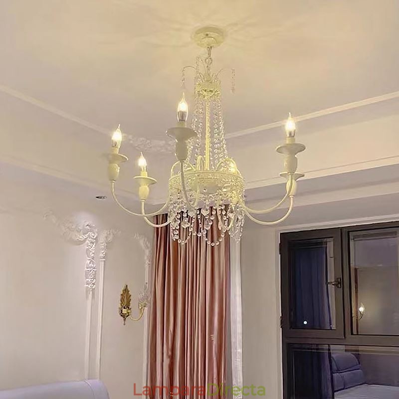 Lámpara de techo de cristal nórdico con pintura color crema