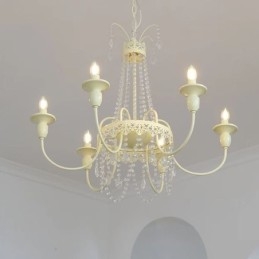 Lámpara de techo de cristal nórdico con pintura color crema