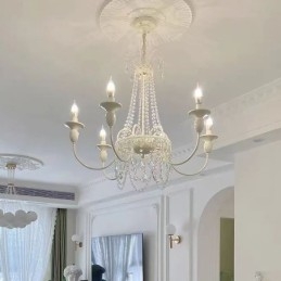 Lámpara de techo de cristal nórdico con pintura color crema