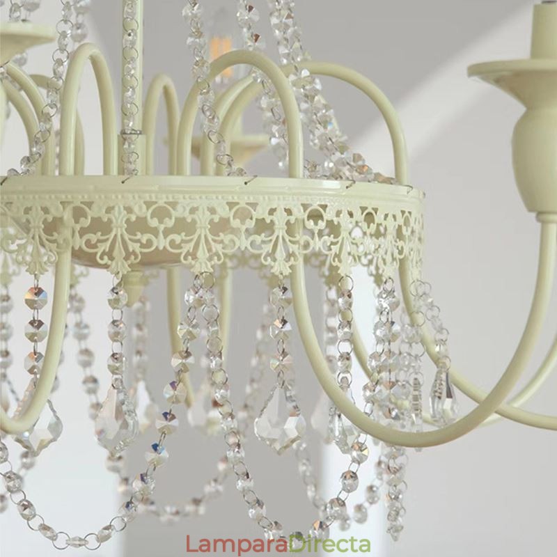 Lámpara de techo de cristal nórdico con pintura color crema