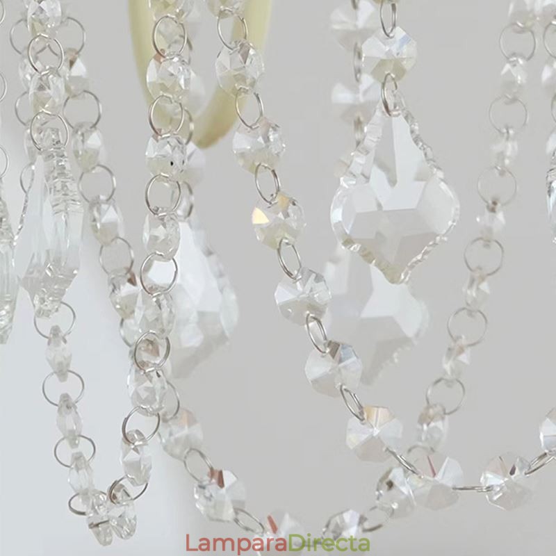 Lámpara de techo de cristal nórdico con pintura color crema