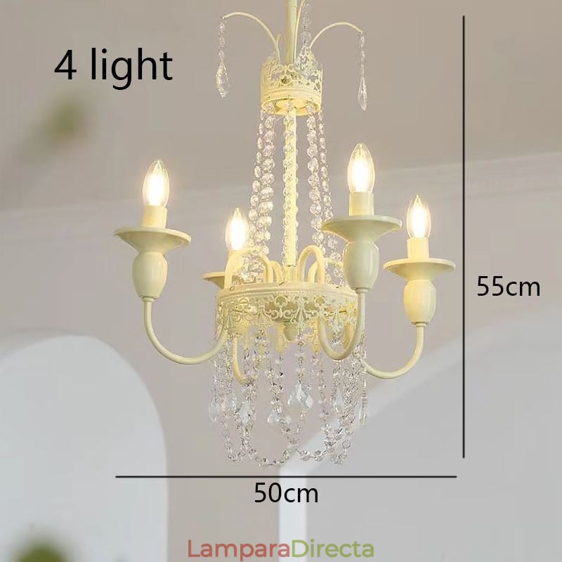 Lámpara de techo de cristal nórdico con pintura color crema