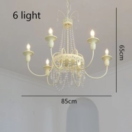 Lámpara de techo de cristal nórdico con pintura color crema