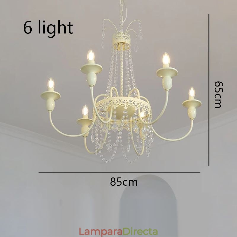 Lámpara de techo de cristal nórdico con pintura color crema