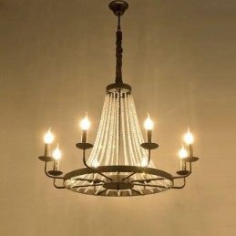 Lámpara colgante de cristal vintage con forma de vela de hierro negro