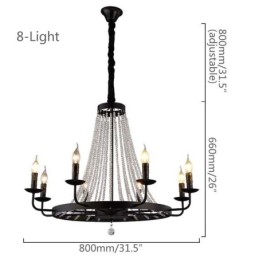 Lámpara colgante de cristal vintage con forma de vela de hierro negro
