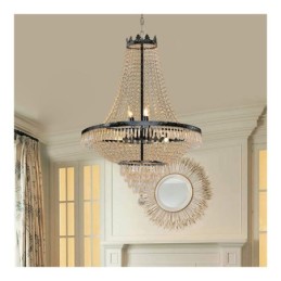Lámpara colgante clásica de cristal estilo imperio, color negro, 9 luces