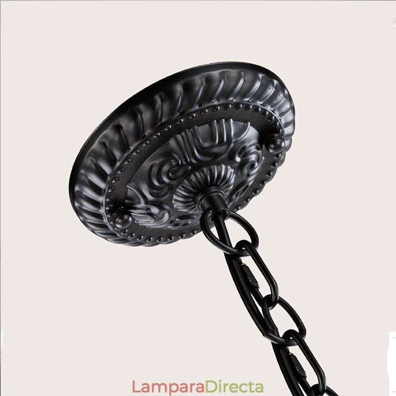 Lámpara de araña rústica de hierro forjado de 5 luces