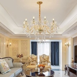 Elegante lámpara colgante de cristal de estilo europeo.
