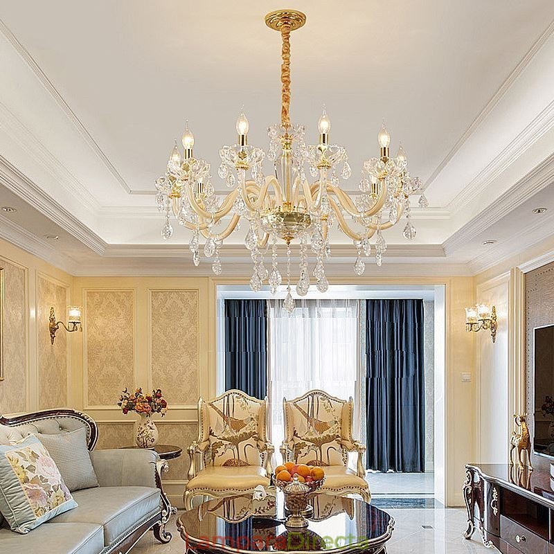 Elegante lámpara colgante de cristal de estilo europeo.