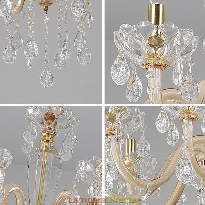 Elegante lámpara colgante de cristal de estilo europeo.