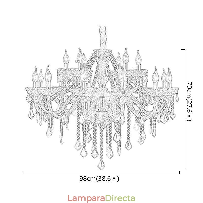 Lámpara colgante de cristal europea de lujo, luz azul