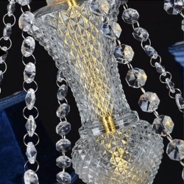 Lámpara colgante de cristal europea de lujo, luz azul