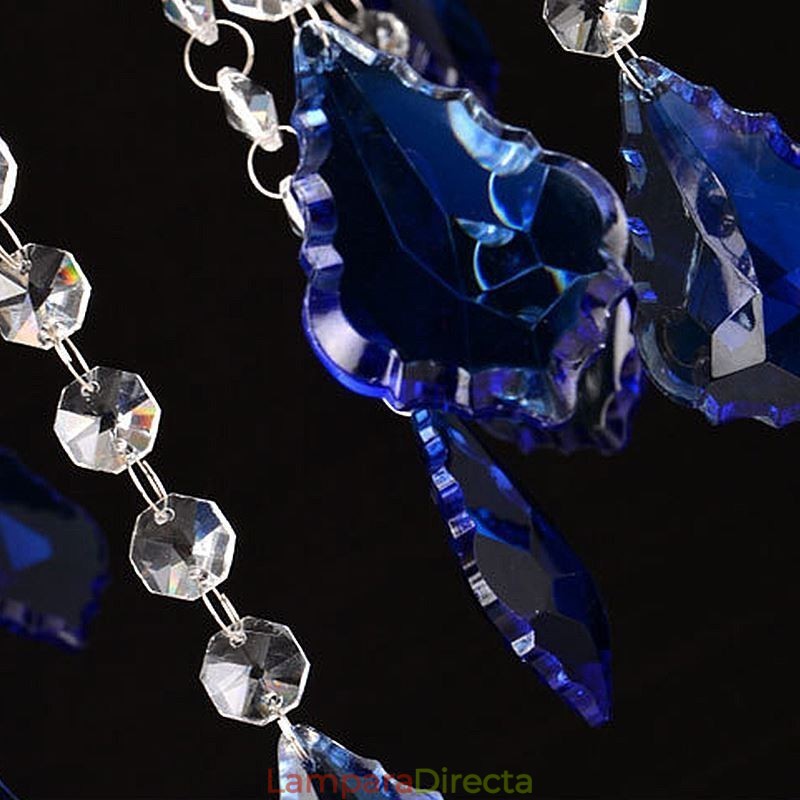 Lámpara colgante de cristal europea de lujo, luz azul