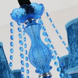 Lámpara colgante europea de cristal grande, color azul, estética