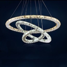 Lámparas colgantes de cristal K9 ámbar y transparente, iluminación con 3 anillos