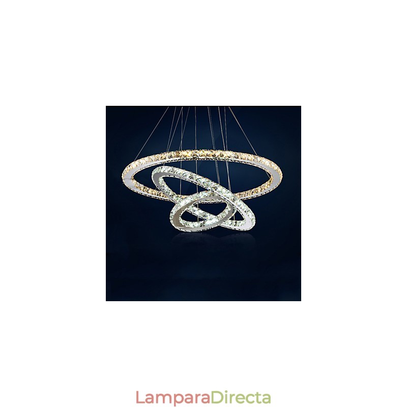 Lámparas colgantes de cristal K9 ámbar y transparente, iluminación con 3 anillos