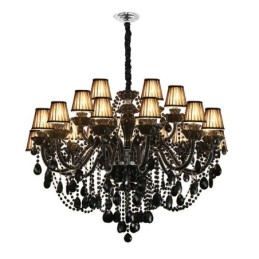 Lámpara colgante de cristal de estilo europeo de lujo, color negro