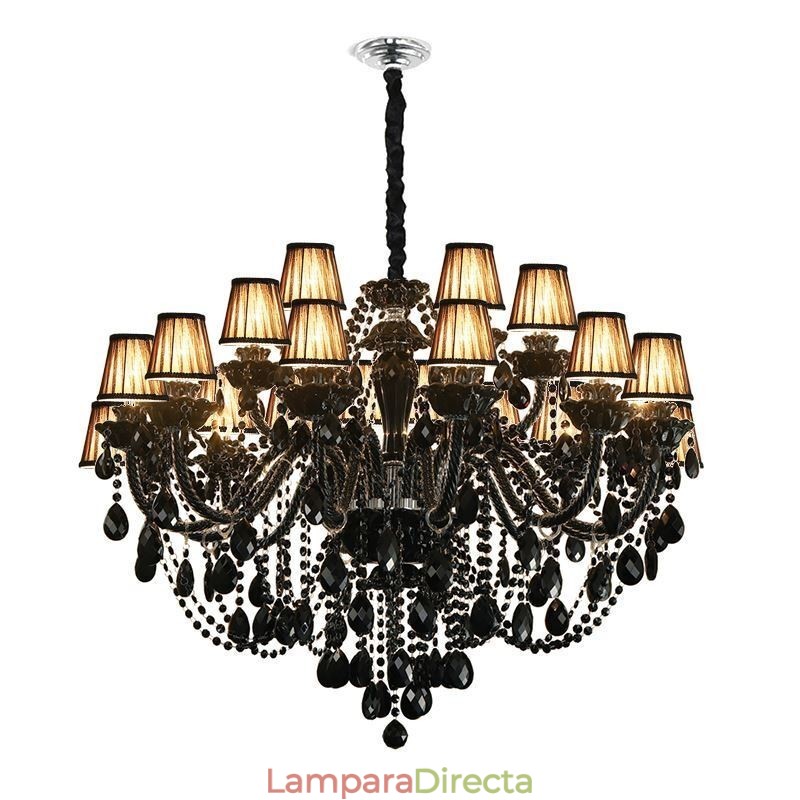 Lámpara colgante de cristal de estilo europeo de lujo, color negro