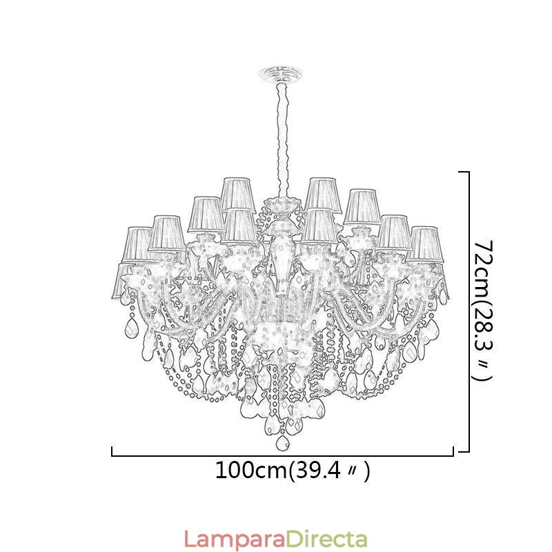 Lámpara colgante de cristal de estilo europeo de lujo, color negro
