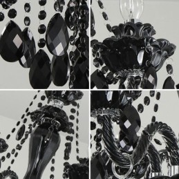 Lámpara colgante de cristal de estilo europeo de lujo, color negro