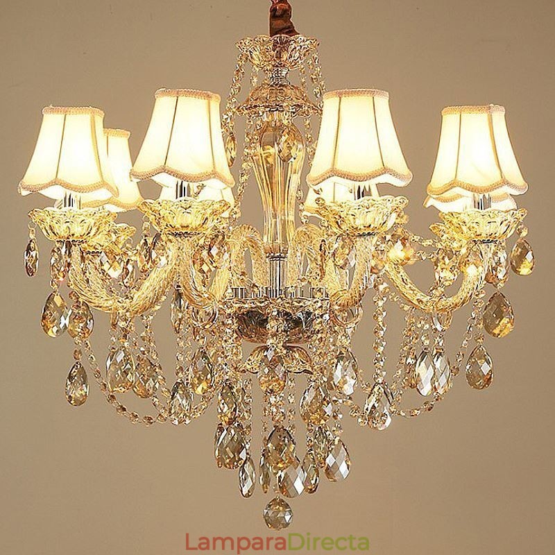 Lámpara de techo de cristal color coñac de lujo europea