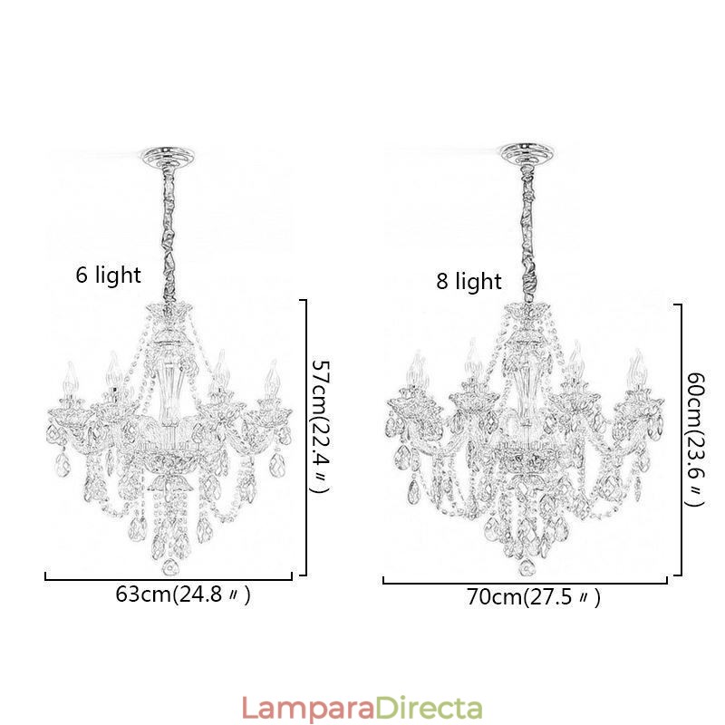 Lámpara de techo de cristal color coñac de lujo europea