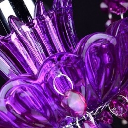 Elegante lámpara de techo de cristal morado, lámpara de araña europea