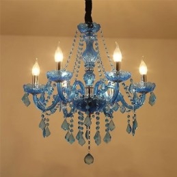 Lámpara colgante única de cristal azul de estilo europeo
