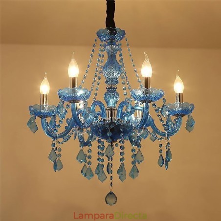 Lámpara colgante única de cristal azul de estilo europeo Lámpara colgante única de cristal azul de estilo europeo