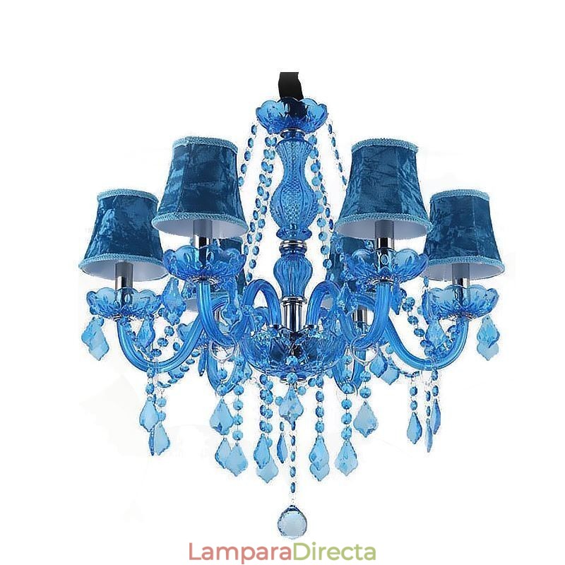 Lámpara colgante única de cristal azul de estilo europeo