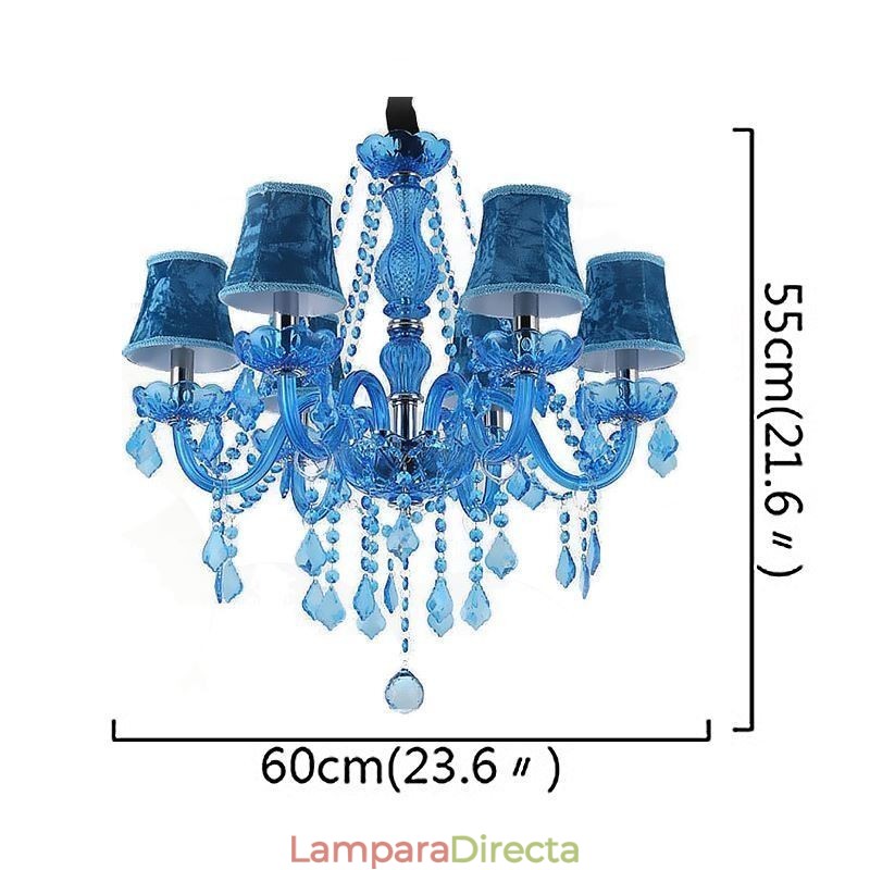 Lámpara colgante única de cristal azul de estilo europeo