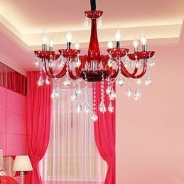 Lámpara de techo de cristal europea moderna de color rojo