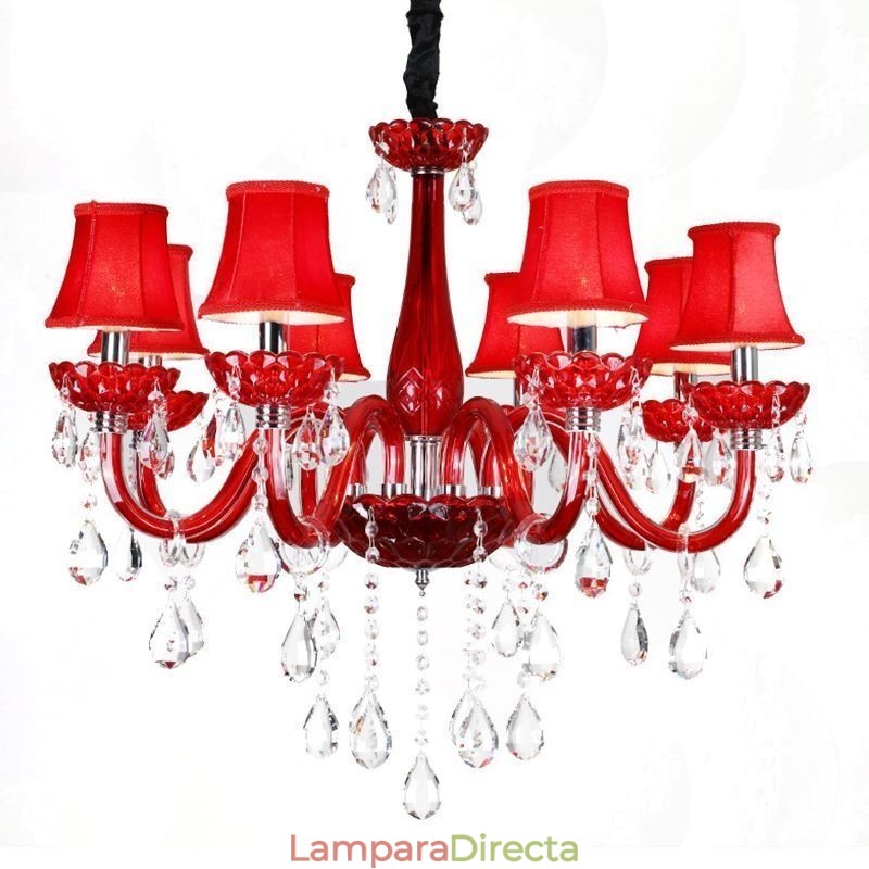 Lámpara de techo de cristal europea moderna de color rojo