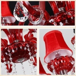 Lámpara de techo de cristal europea moderna de color rojo