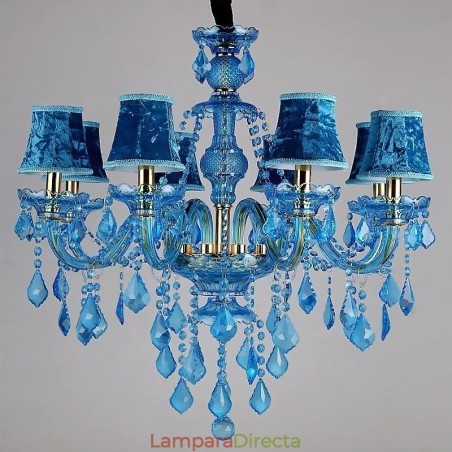 Lámpara colgante europea de gran tamaño de cristal azul Lámpara colgante europea de gran tamaño de cristal azul