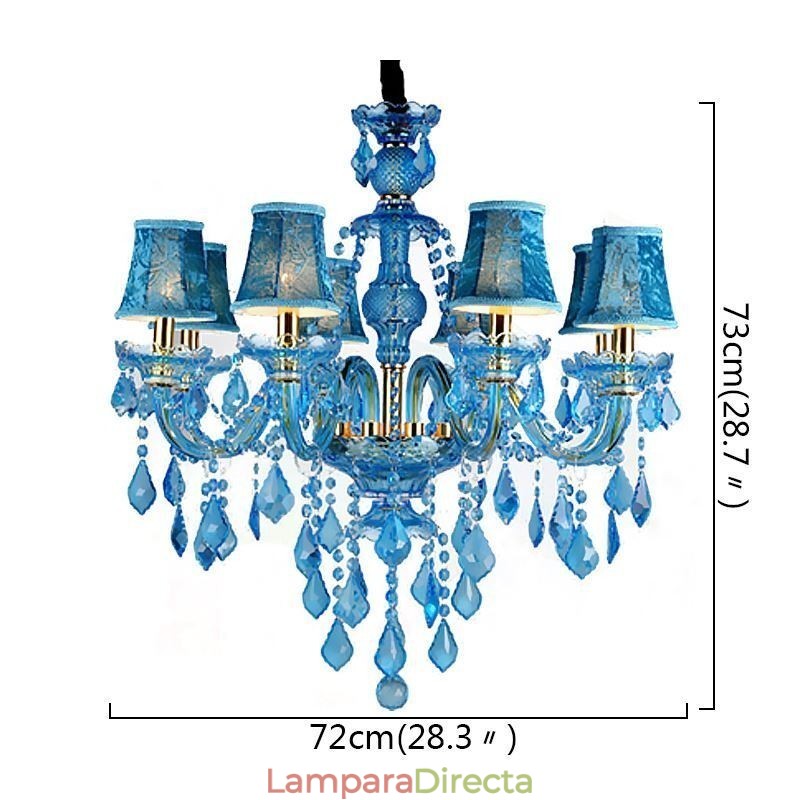 Lámpara colgante europea de gran tamaño de cristal azul