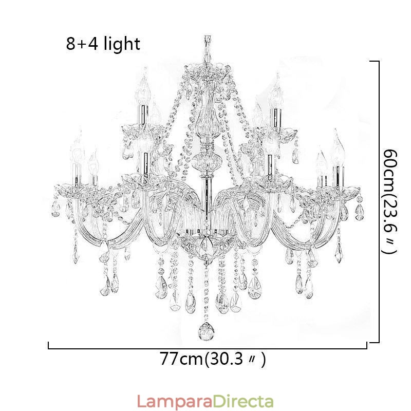 Lámpara de techo europea de cristal color coñac de gran tamaño