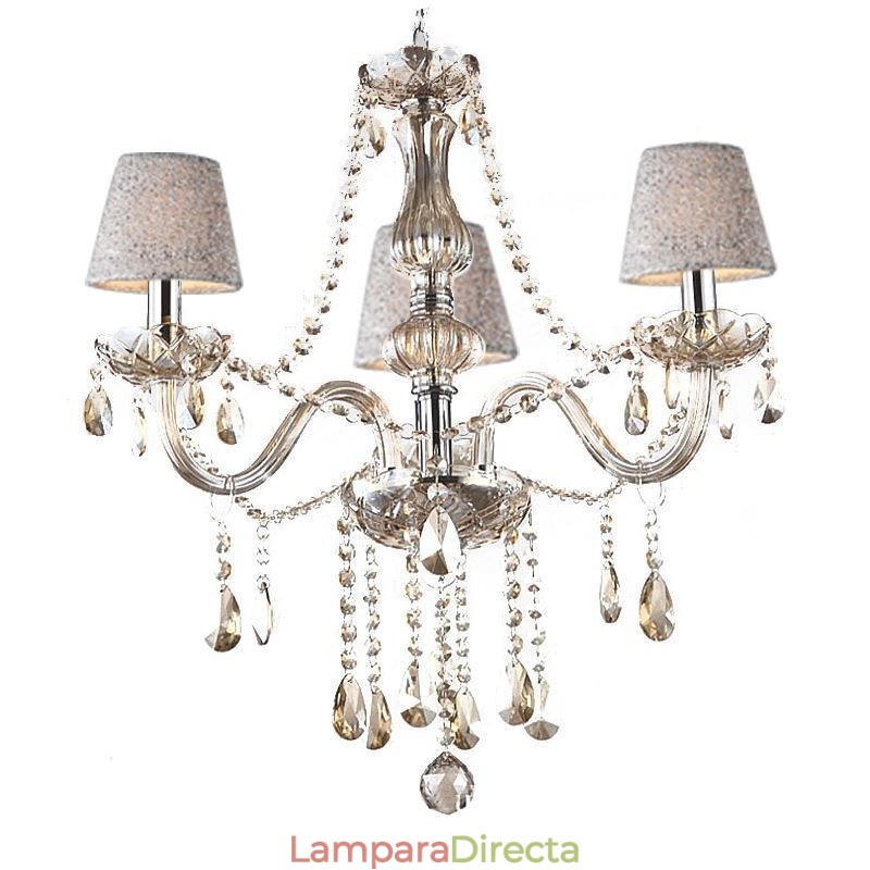 Lámpara colgante clásica europea de cristal color coñac