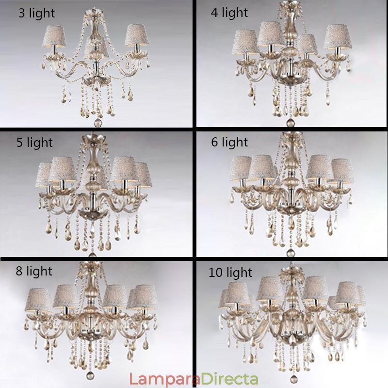 Lámpara colgante clásica europea de cristal color coñac