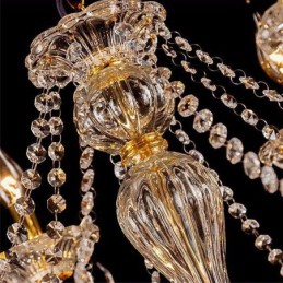 Lámpara de techo de cristal de lujo con brazo roscado europeo dorado