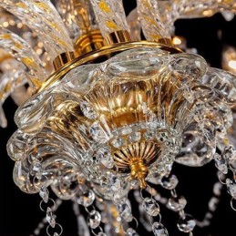 Lámpara de techo de cristal de lujo con brazo roscado europeo dorado