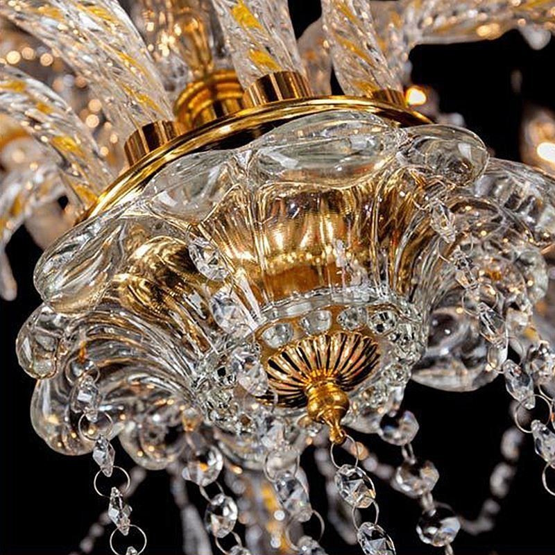 Lámpara de techo de cristal de lujo con brazo roscado europeo dorado