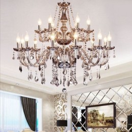 Lámpara colgante elegante de cristal europeo de gran tamaño