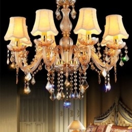 Lámpara colgante de cristal europea, elegante lámpara colgante de color ámbar.