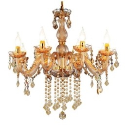 Lámpara colgante de cristal europea, elegante lámpara colgante de color ámbar.