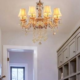 Lámpara colgante de cristal europea, elegante lámpara colgante de color ámbar.
